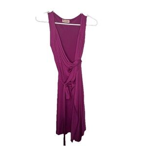 Karina Original Easy Dress Purple Pink Jersey faux wrap midi dress S/M